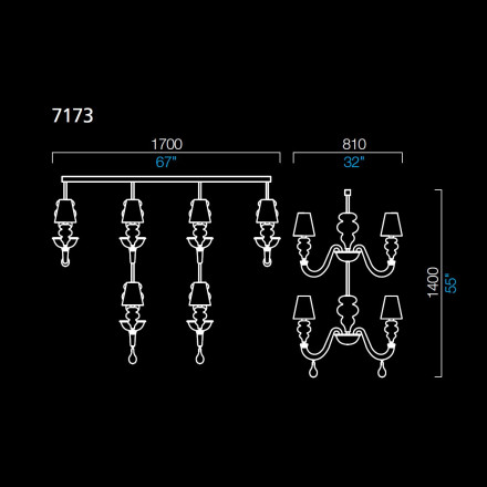 Люстра Barovier&amp;Toso Ran Side 7173/RS/BB